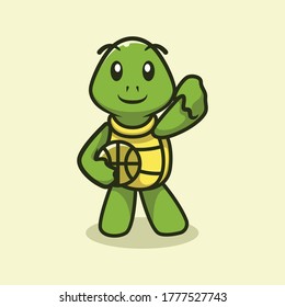 Cute sports turtle mascot vector illustration