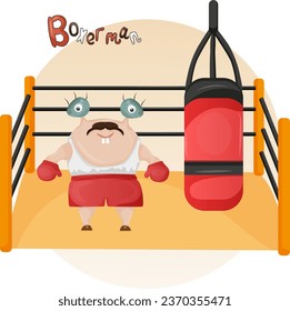 Cute Sporty monster illustration, graphic boxer clip art, activities elements clipart