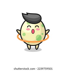 cute spotted egg cartoon is playing hula hoop , cute style design for t shirt, sticker, logo element