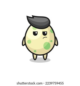 cute spotted egg character with suspicious expression , cute style design for t shirt, sticker, logo element