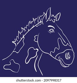 Caballo manchado. Dibujo de esquema. Carácter corto