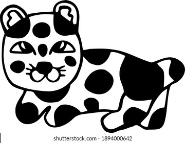 Cute spotted leopard cub. Wildlife characters. Clipart in cartoon style. Vector doodle illustration for children.