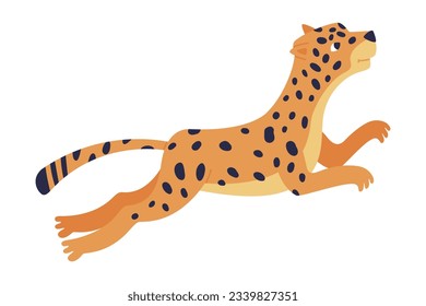 Cute Spotted Leopard as Wild African Animal Jumping Vector Illustration