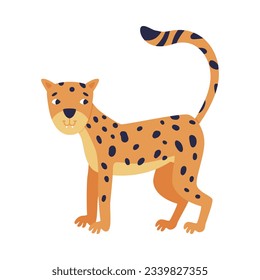 Cute Spotted Leopard as Wild African Animal Standing Vector Illustration