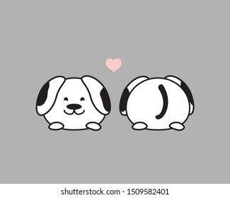 
Cute spotted puppy. Front and back view. Valentine's Day Greeting Card