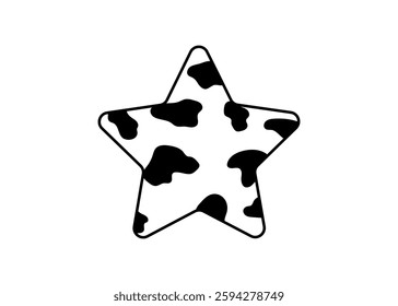 Cute spotted star symbol. Dalmarian pattern sticker, cow print design icon 2000s.