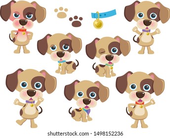 Cute Spotty Dogs Vector Set One