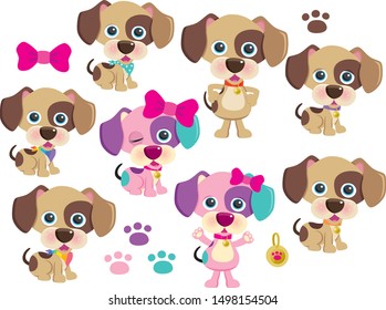 Cute Spotty Dogs Vector Set Two