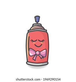 Cute Spray Can Character Flat Cartoon Vector Template Design Illustration