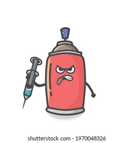 Cute Spray Can Character Flat Cartoon Vector Template Design Illustration