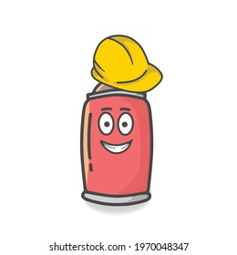 Cute Spray Can Character Flat Cartoon Vector Template Design Illustration