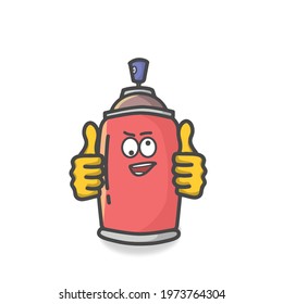 Cute Spray Can Character Flat Cartoon Vector Template Design Illustration