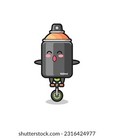 The cute spray paint character is riding a circus bike , cute style design for t shirt, sticker, logo element