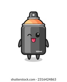 cute spray paint character in sweet expression while sticking out her tongue , cute style design for t shirt, sticker, logo element