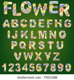 Cute spring alphabet with flowers (EPS10)