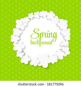Cute Spring Background with Paper Flowers
