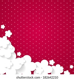Cute Spring Background with Paper Flowers