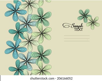 Cute spring blue and green flower pattern seamless background / invitation