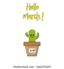 Cute spring cactus Joe character