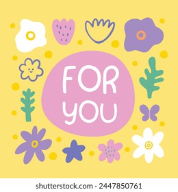 Cute spring card with flowers