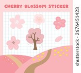 Cute spring cherry blossom sticker