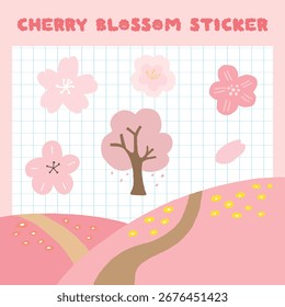 Cute spring cherry blossom sticker