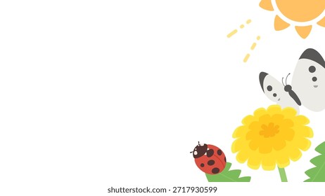 Cute spring creature background illustration_16:9
