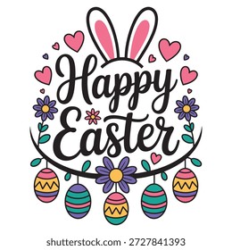 Cute spring Easter Holiday Funny Retro Easter Day Bunny T-shirt Design