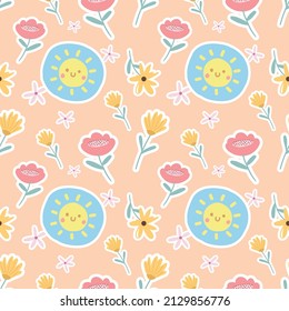 cute spring elements seamless design