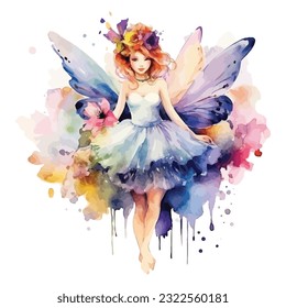 cute Spring Fairy Watercolor Clipart