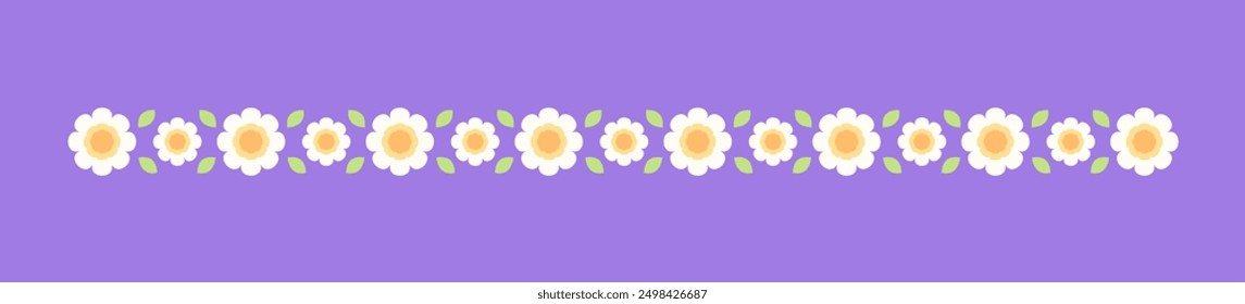 Cute Spring Floral Divider Borders. Springtime and Easter flower separators design elements.