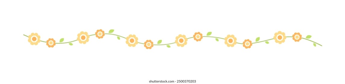 Cute Spring Floral Divider Borders. Springtime and Easter flower separators design elements.