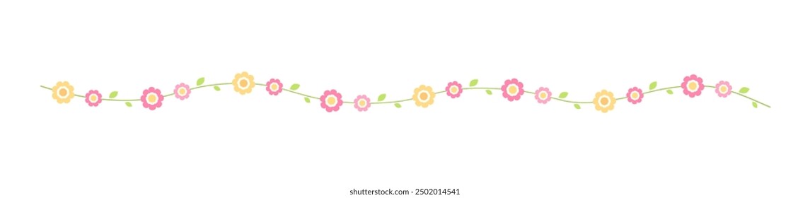 Lindo divisor floral de primavera. Elementos de diseño de separadores de flores de primavera y Pascua.