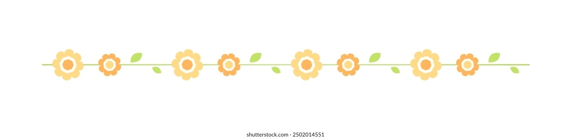 Lindo divisor floral de primavera. Elementos de diseño de separadores de flores de primavera y Pascua.