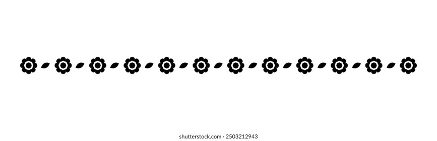 Cute Spring Floral Divider Borders Silhouette. Springtime and Easter flower separators design elements.