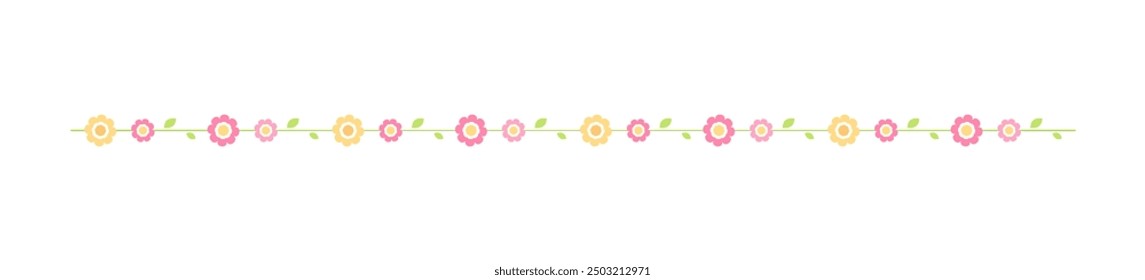 Cute Spring Floral Divider Borders. Springtime and Easter flower separators design elements.