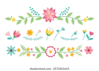 Cute Spring Floral Dividers and Borders Set – Perfect for Springtime Designs