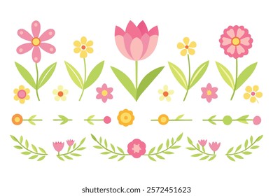 Cute Spring Floral Dividers and Borders Set – Perfect for Springtime Designs