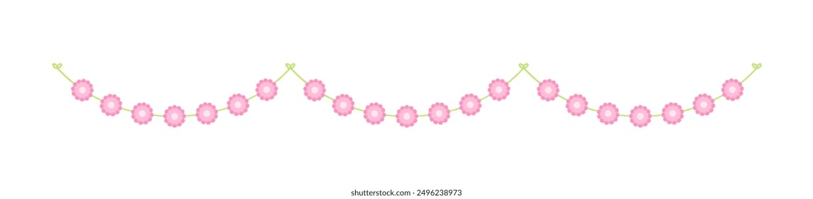 Cute spring floral garland illustration. Flower buntings for springtime designs.