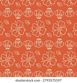 cute spring floral seamless pattern with ladybugs and flowers