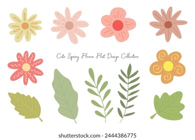 Colección dibujada a mano de la flor de primavera