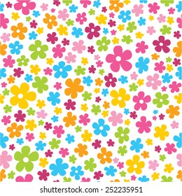 Cute spring flowers in delicate pastel colors seamless pattern