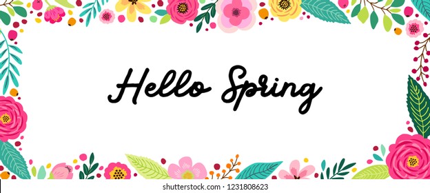 Cute Spring Flowers horizontal banner