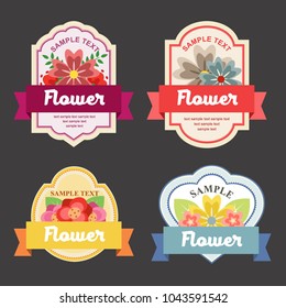 cute spring flowers label with ribbon