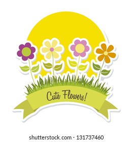 cute spring flowers over white background. vector illustration
