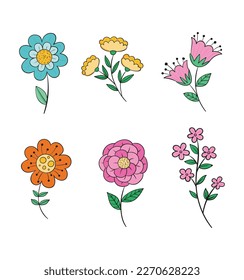 Cute spring flowers vector collection