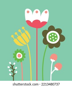 Cute spring flowers vector illustration