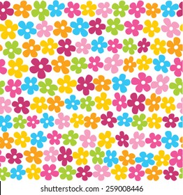 Cute spring flowers in vibrant colors seamless background