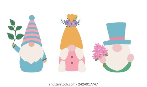 cute spring garden gnome vector