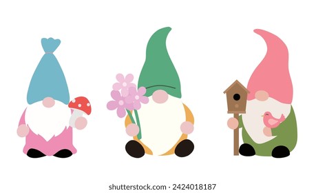 cute spring garden gnome vector